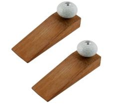 2 Pieces Cream Green Crackle Handmade Wooden Door Stopper